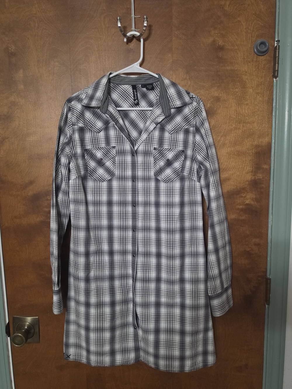 Women's Black & White Plaid Western Lightweight Shirt Dress NWOT